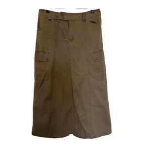 VTG Gloria Vanderbilt Maxi Skirt Brown Khaki 100% Cotton Women's Size 12 Cargo